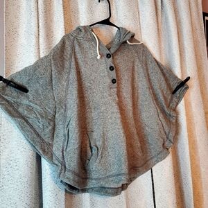 American Eagle Grey Poncho with Hood
